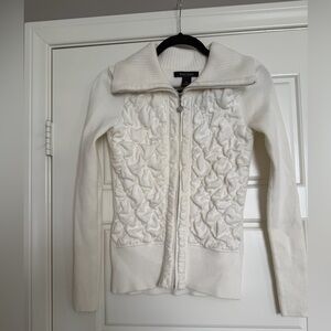 White House Black Market Ivory Quilted Puffer Jacket